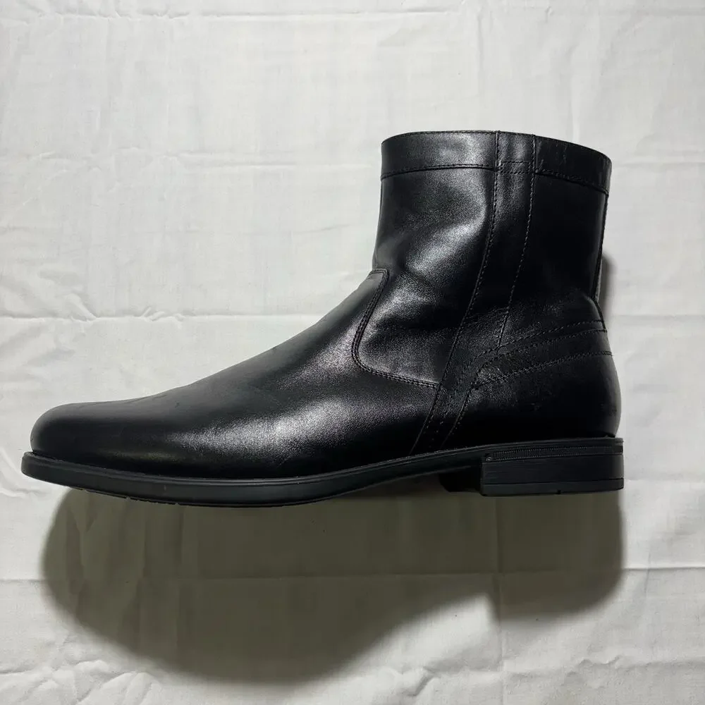 Florsheim 12140-001 Mens 11 D Black Leather Side Zip Dress Ankle Boots